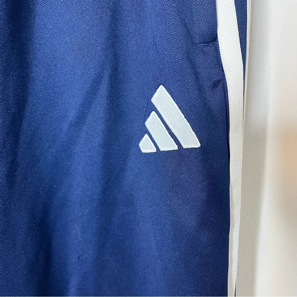 Adidas Blue joggers athletic pants white stripe - Picture 5 of 5